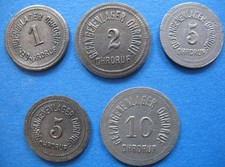 OHRDRUF Kriegsgefangenenlager 5 NOTMÜNZEN 1/2/5/10 Pf. Eisen Menzel 24925.1-4