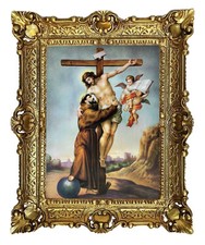 Wunderschönes Gemälde Bilder Barock Heiligenbild  Jesus Christus am Kreuz 56x46