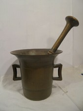 ANTIKER MÖRSER GESCHÄTZT 18.-19. JH. BRONZE ( MESSING ) MIT PISTILL