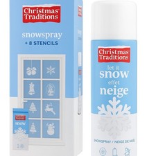 Christmas Traditions - Schneespray Weihnachtsdeko Sprühschnee + 8 Schablonen