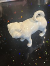 Meissen porzellan Mops Pug mit weißem Halsband