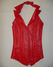 Sexy Neckholder Corsage knall rot Leder GoGo Club Party Korsage Kunstleder  S  M