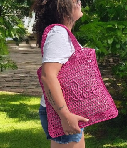 Strandtasche aus raffia - raffia, tote