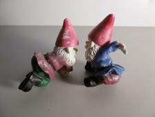 2 x Zwerg Gartenzwerg sehr alt ca.1960 Figur Garten Spielzeug Nikolaus Schlumpf?