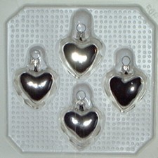 Lauschaer Glas Christbaumschmuck Herzen klein silber glanz mundgeblasen