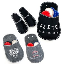 Gästepantoffeln 4er Set Filz Gäste Hausschuhe Filzpantoffeln Hängetasche Typ879