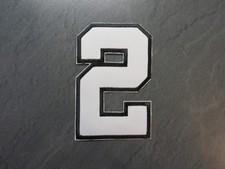 Zahl 2 Stoff Zahlen 10cm  weiß schwarz Aufbügeln Tricot Zahl  Aufnäher Bügelbild