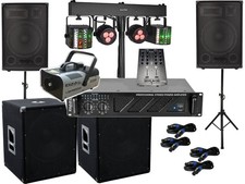DJ Set Verstärker Mixer Subwoofer Lautsprecher Nebel LED Licht Musikanlage