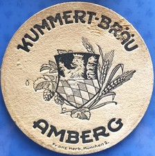 Alter Bierdeckel Kummert-Bräu Amberg um 1940-50 mit Impressum