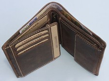 Geldbörse Naturleder geölt Brieftasche Geldbeutel Rindleder RFID/NFC Portmonai 