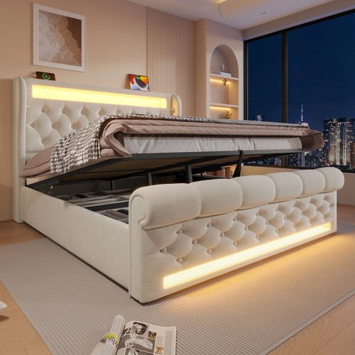 Led doppelbett polsterbett - led,