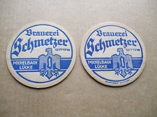 2 alte Bierdeckel Brauerei Schmetzter aus Wallhausen geschlossen seit 1976