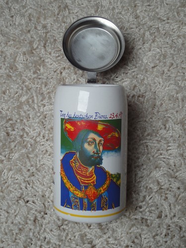Bierkrug porzellan zinndeckel - porzellan,