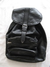 Rucksack schwarz Echt Leder Naturleder Tasche Vintage ca. 40 x 40cm