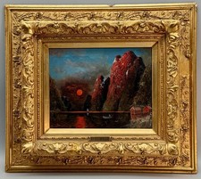 Karl Kaufmann (1843-1902) Norwegischer Fjord im Abendrot + Original Ölgemälde