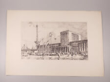 Radierung Horst Miesler Messe Berlin Funkturm um 1970
