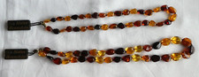 POSTEN 2 x NATUR BERNSTEIN KETTE COLLIER AMBER BALTIC MEHRFARBIG 925 SILBER