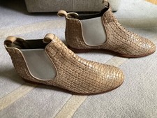 PERTINI Stiefelette Chelseaboots beige antiksilber Flechtleder 38,5