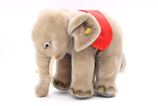 Original Steiff Elefnat rote Decke Stofftier mit Knopf Vintage alt H 22 cm