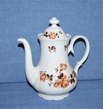 Kaffeekanne Mitterteich Bavaria / Porzellan / braunes Rosendekor / ca. 1,1 Liter