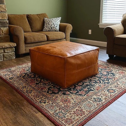 Echtleder pouffe ottomane - pouffe,