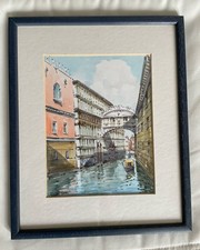 Aquarell Original „Seufzerbrücke Venedig“ im Passepartout-Rahmen