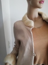 Damen Mantel S/M Nerz Kragen Arm Manschette Fellkragen Modetrend 2025 leicht gef