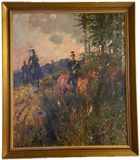 Theodor Rocholl Ölgemälde •	“ ULANEN im MANÖVER " Reinhardswald Sababurg