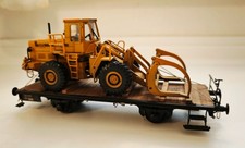 spur 0 flachwagen DB mit Baumlader als Beladung