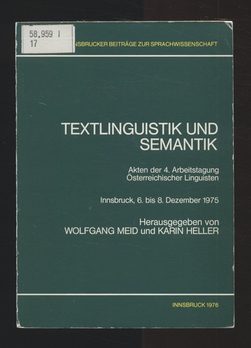 Textlinguistik und semantik - textlinguistik,