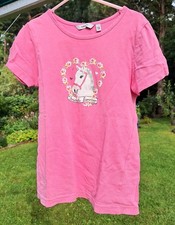 T-Shirt, Gr. 122 / 128, rosa / pink, Pferde ? Motiv
