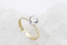 585 Gold Ring – 14K Gelbgold Solitärring mit Zirkonia – Damenring Verlobungsring