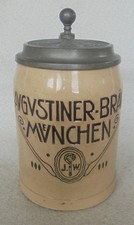 ALT Humpen Bierkrug Brauereikrug Augustiner Bräu München 0,3 L um 1900 Krug Zinn