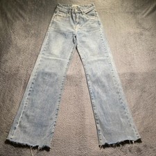 Vs Miss Jeans Damen UK 4 Blau Straight Raw Hem Denim Freizeit