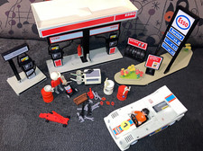 Playmobil ESSO Tankstelle 3434 + 3520 Texaco Rennwagen F1 80er System klicky