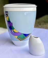  THOMAS Porzellan - Design-VASE im Mondrian-Stil - 80er Jahre + weiße Mini-VASE