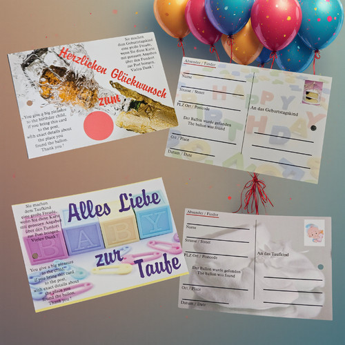 50x ballonflugkarten taufe - ballonflugkarten, –