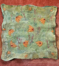 Stuhlauflage Sitzauflage Filz Ø 40cm handgefilzt Auflage grün orange