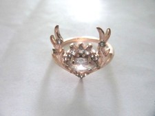Silberfb. Ring Roséfarben Hirschgeweih mit hellen Steinen OM4061