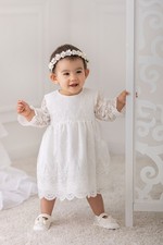 Ecru Kleid Spitze Taufkleid
