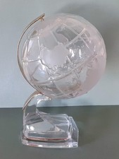 Glas-Globus massiv Erdkugel auf Glas-Standfuß Glas-Weltkugel drehbar, Vintage