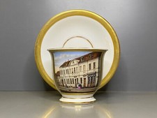KPM Berlin Gedeck Tasse erg. UT Historische Ansicht Gebäude Gold 1.Wahl um 1850