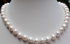 47 cm 11 mm Süßwasser Perlen Schmuck Perlenkette Echtschmuck Kette Collier mnkj