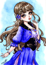 Aquarell "Lady 14" original watercolor, ink "15 x 20cm", woman  portrait