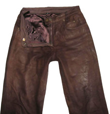 " POLO " Damen- Biker- LEDERJEANS / Nubuk- Lederhose in braun Gr. 38
