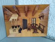 3D Wandbild Bauernstube Holz Küchenstube Puppenstube Deko Landhausküche L 31cm