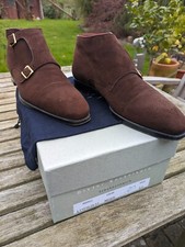 Dieter Kuckelkorn Herren-Stiefelette Doppelmonk Rauleder dunkelbraun Gr. 8,5 TOP