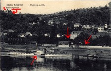 AK Wehlen Erholungsheim Raddampfer Restaurant Dampfschiff Sächs Schweiz 1927 gel