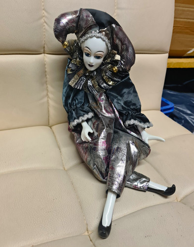 Harlekin jester porzellanpuppe - harlekin/jester,