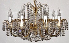 Sölken Messing Bleikristall 24 K Vergoldete Kronleuchter, Lüster 7 Flammig